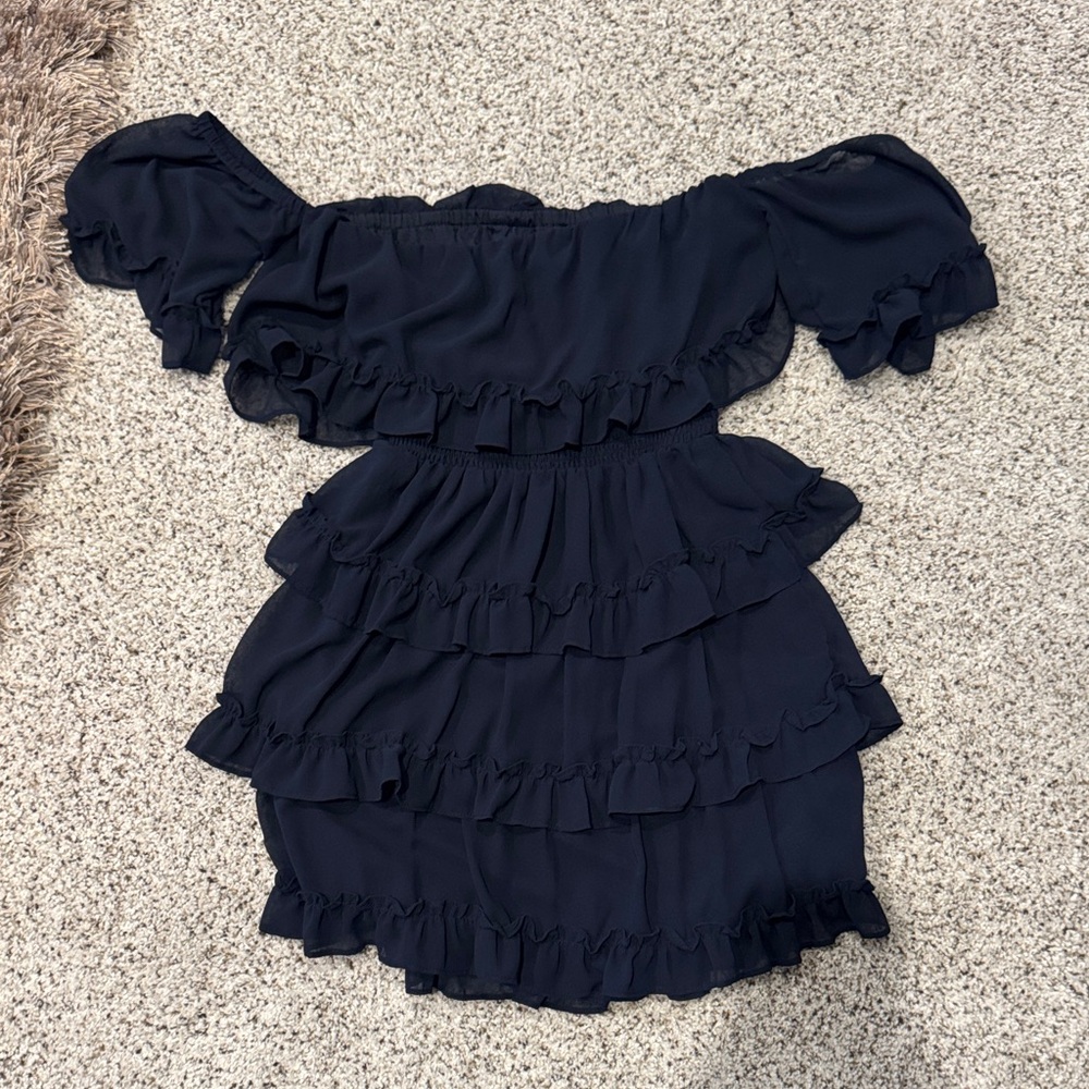 Impeccable Pig Navy Blue Ruffle Dress - Picture 2 of 4